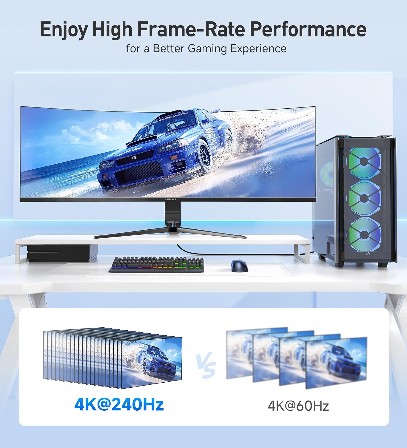 Detalle 2 de Cable Matters Certified Ultra High Speed HDMI 2.1 3-Pack (48Gbps) 8K HDMI Cables, 6.6 ft / 2m with 8K@60Hz, 4K@240Hz & HDR Support