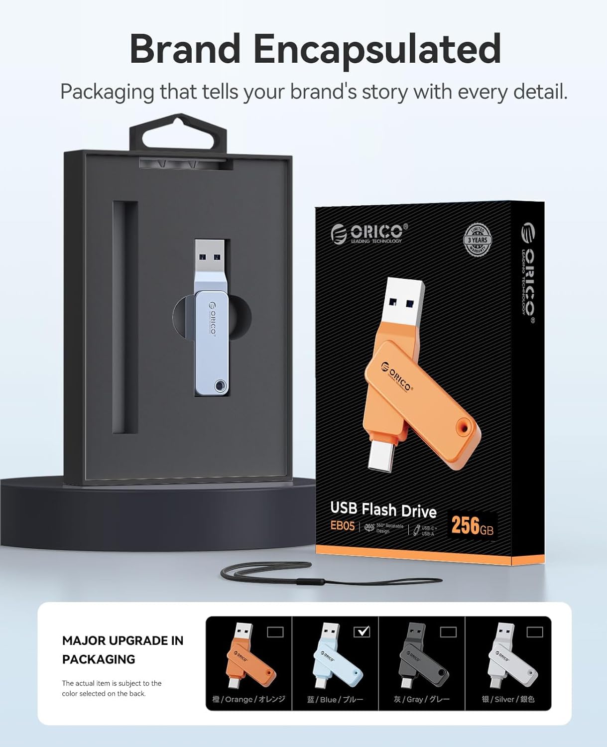 Thumbnail 5 de ORICO USB Stick 128GB USB 3.2 Gen 1 Dual USB‑C & USB‑A – kompakter Speicher mit 360° Metallgehäuse