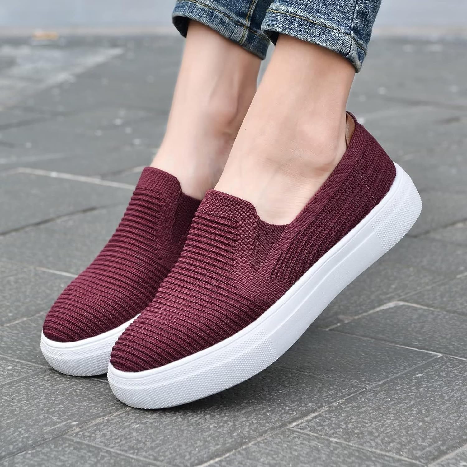 Thumbnail 4 de Konkordanter Damen-Slip-On Sneaker von konhill – atmungsaktiver Strickstoff, leichte EVA-Sohle