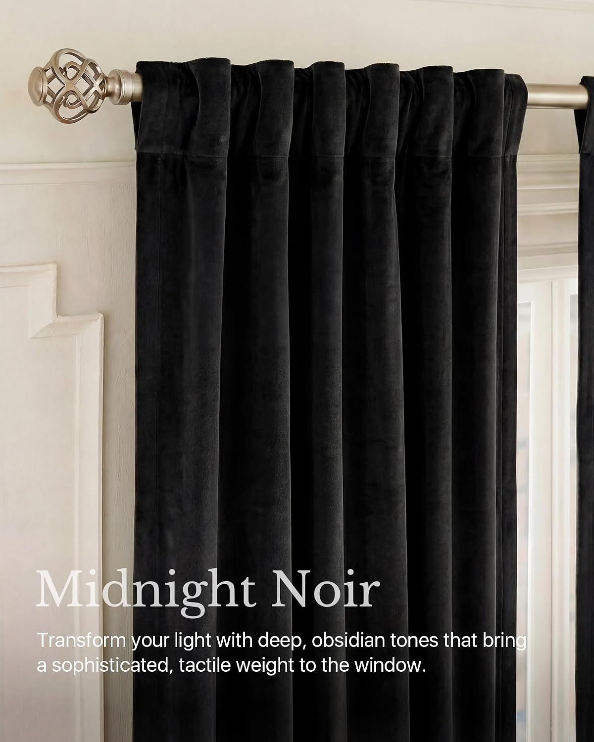 Detalle 2 de NICETOWN NTUSCBR170SD2- RP&BT Blackout Velvet Curtains, 52"W x 84"L, 2 Panels