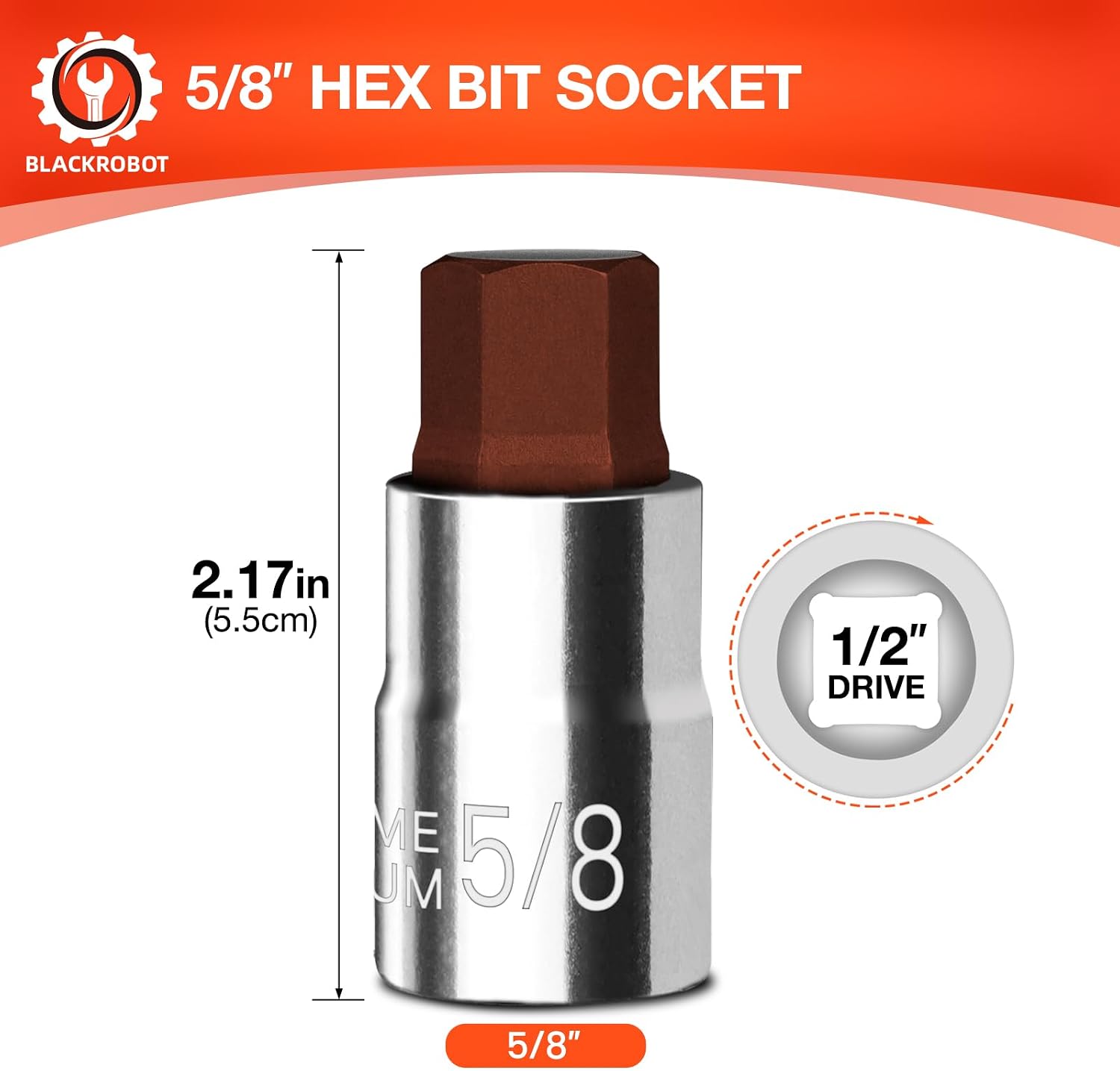 Thumbnail 1 de BLACKROBOT hex bit socket, 5/8 inch