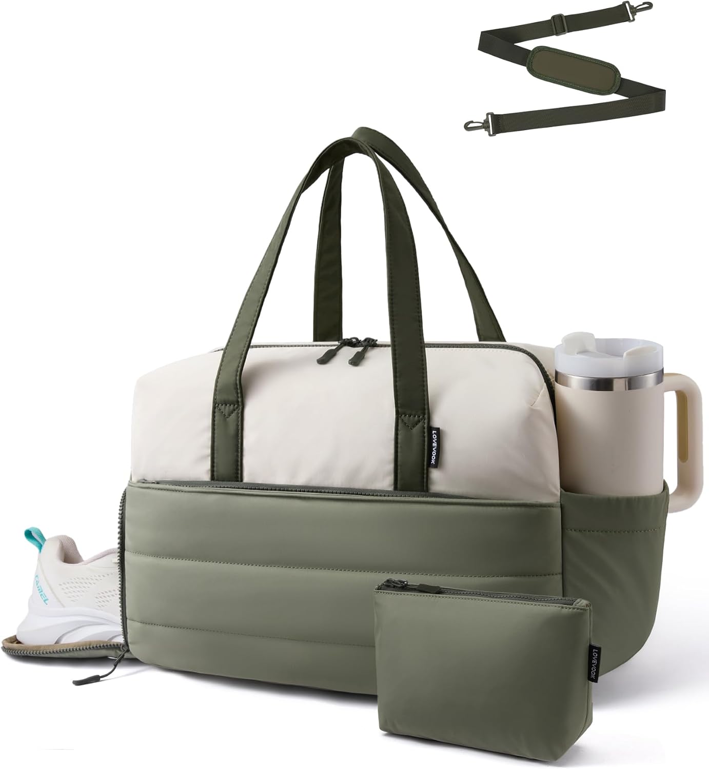 Detalle de LOVEVOOK Sporttasche/Weekender Klein Damen mit Schuhfach – handgepäck-tauglich 43×19×33 cm