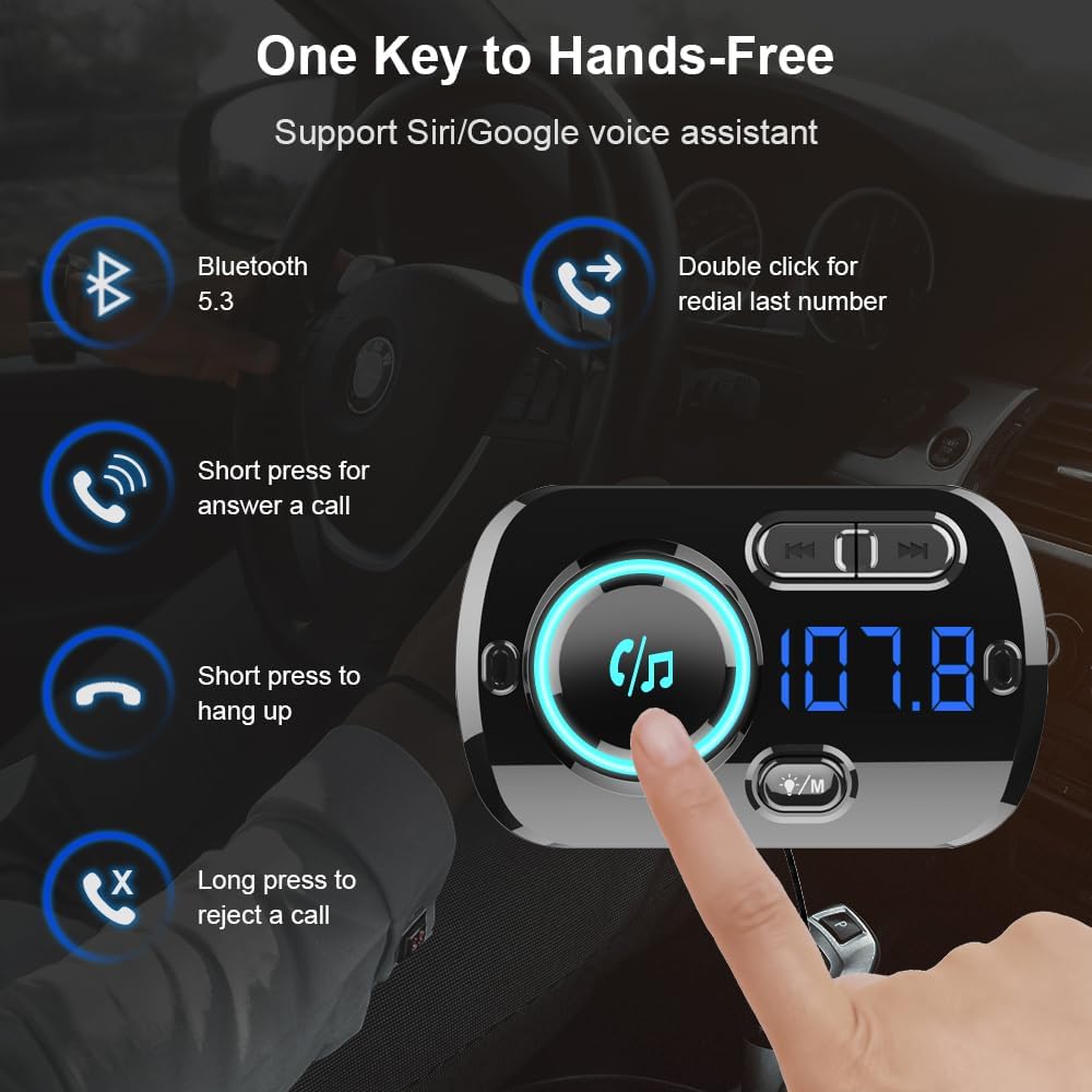 Thumbnail 1 de SONRU FM Transmitter Bluetooth 5.3 with 30W PD Car Charger