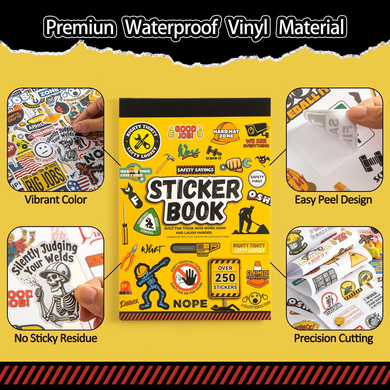 Thumbnail 3 de VYRANA LLAQTZ-Safety Work Quotes Hard Hat Stickers, 250-Piece Waterproof Vinyl Set
