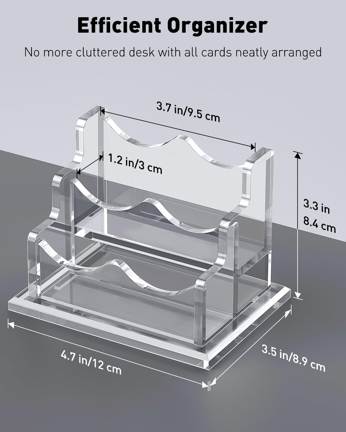 Thumbnail 5 de Uniclife porte-cartes de visite horizontal transparent en acrylique, 2 emplacements (jusqu’à 120 cartes) pour bureau