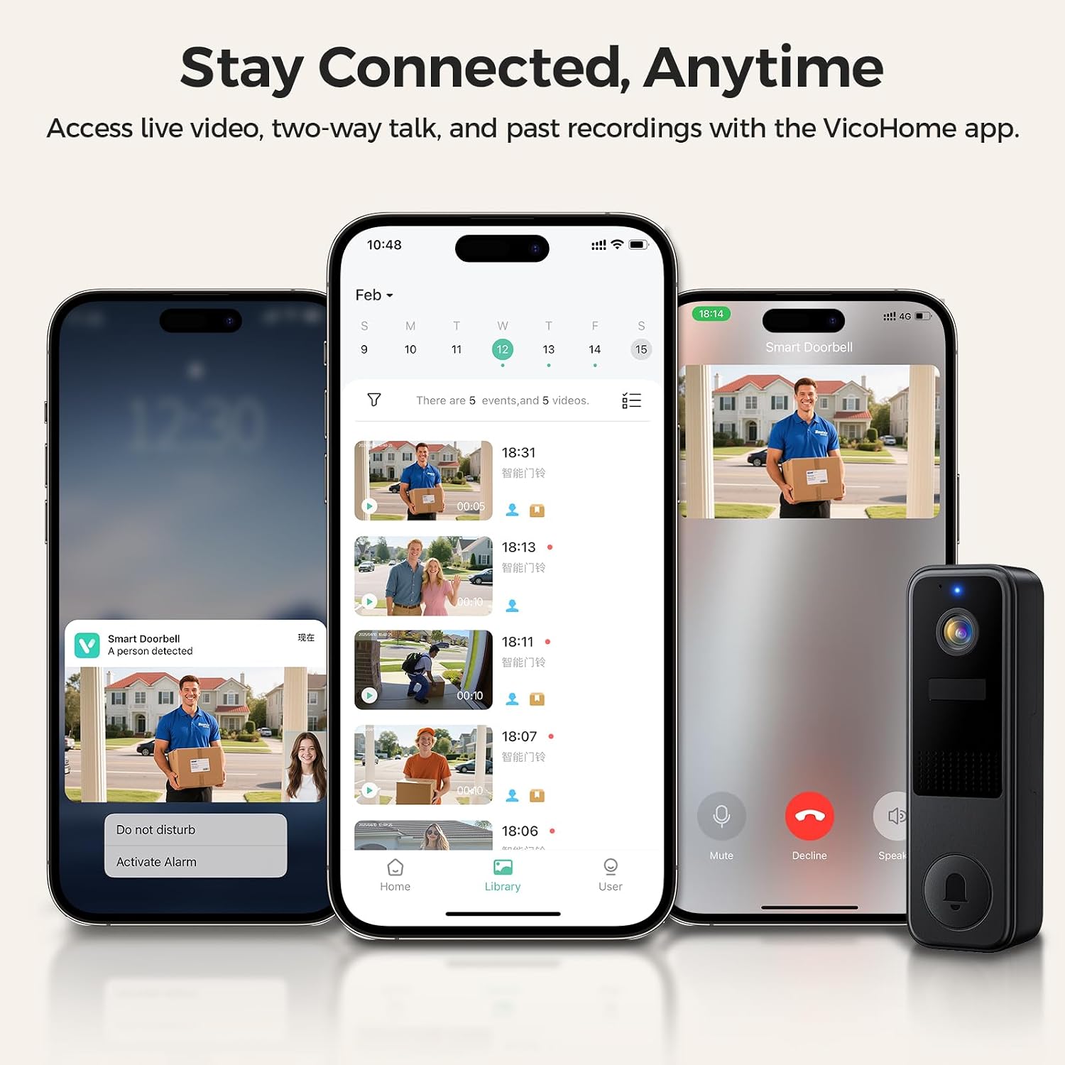 Detalle 1 de Wireless 2K video doorbell with night vision