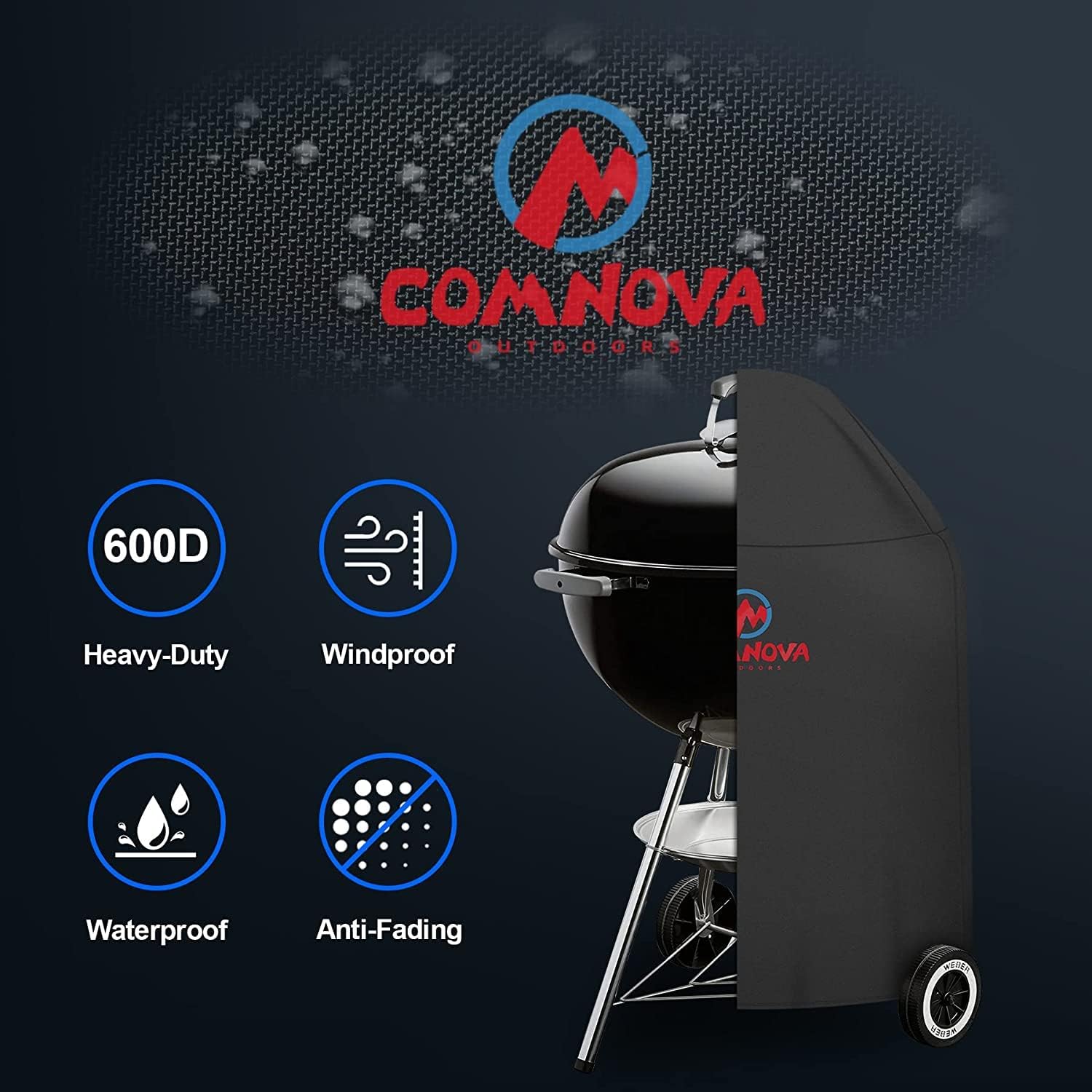 Detalle 2 de M COMNOVA OUTDOORS 7153 Charcoal Kettle Grill Cover, 600D Oxford Cloth