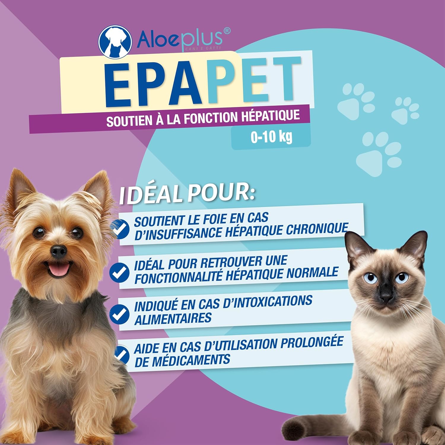 Detalle de ALOEPLUS EpaPet - Complément naturel en capsules pour le foie des chiens et chats de petite taille (0-10 kg) avec chardon-Marie, bétaïne et vitamines
