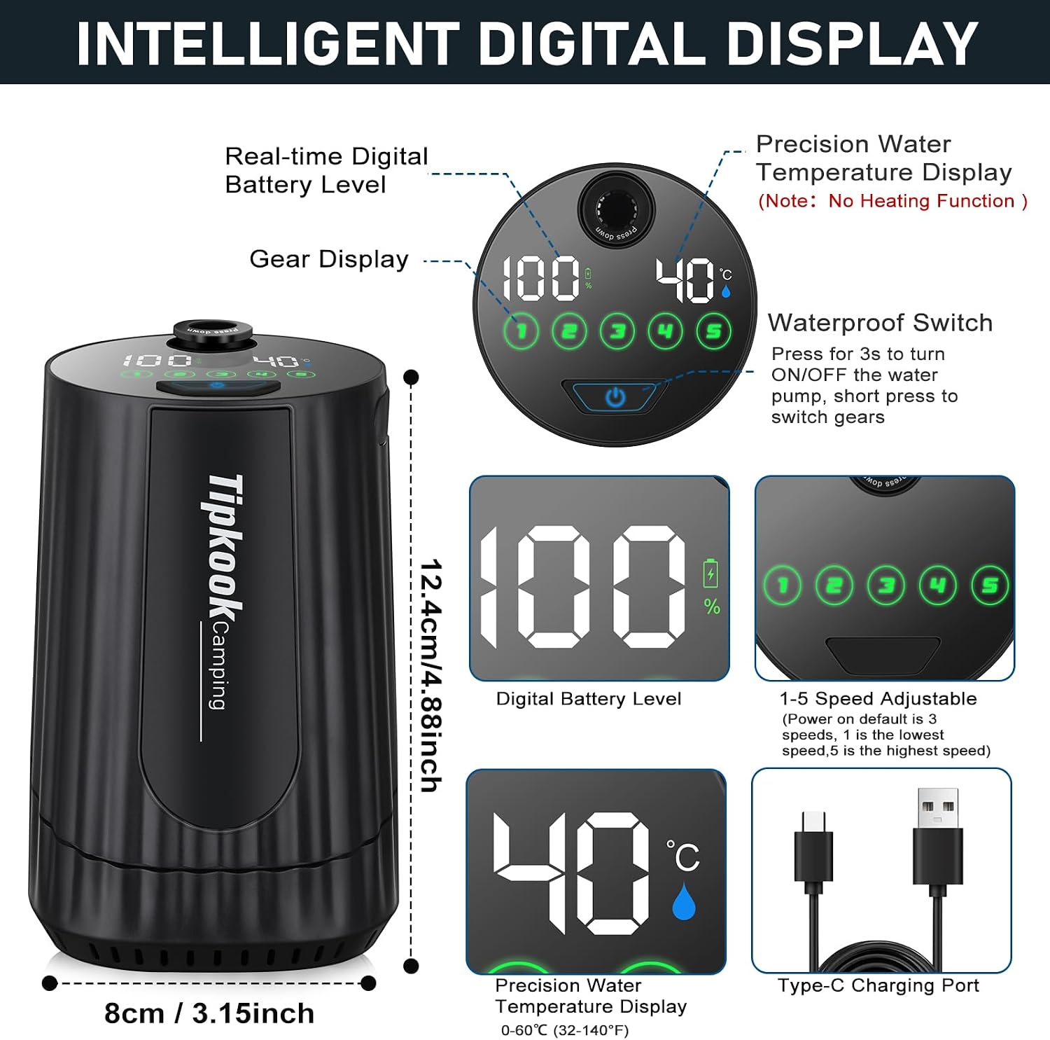 Thumbnail 6 de Tipkook Portable Camping Shower 10000mAh