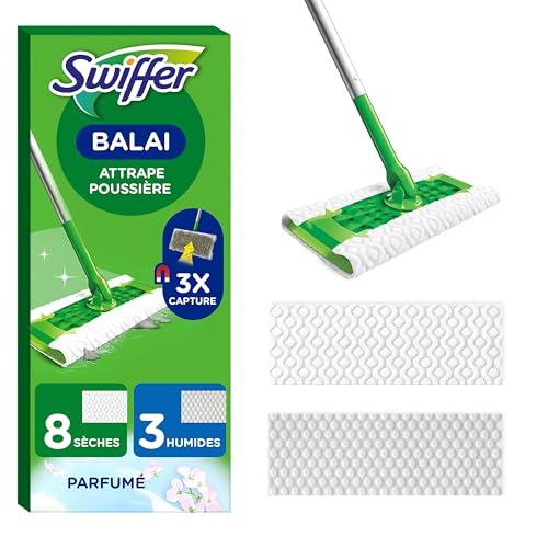 Detalle de Swiffer Kit Balai Attrape-Poussière avec 8 lingettes et 3 lingettes humides