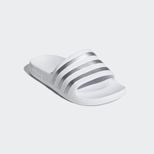 Detalle de Adidas Adilette Aqua Slides Kinder – Cloud White / Silver Met, Größe 29 EU
