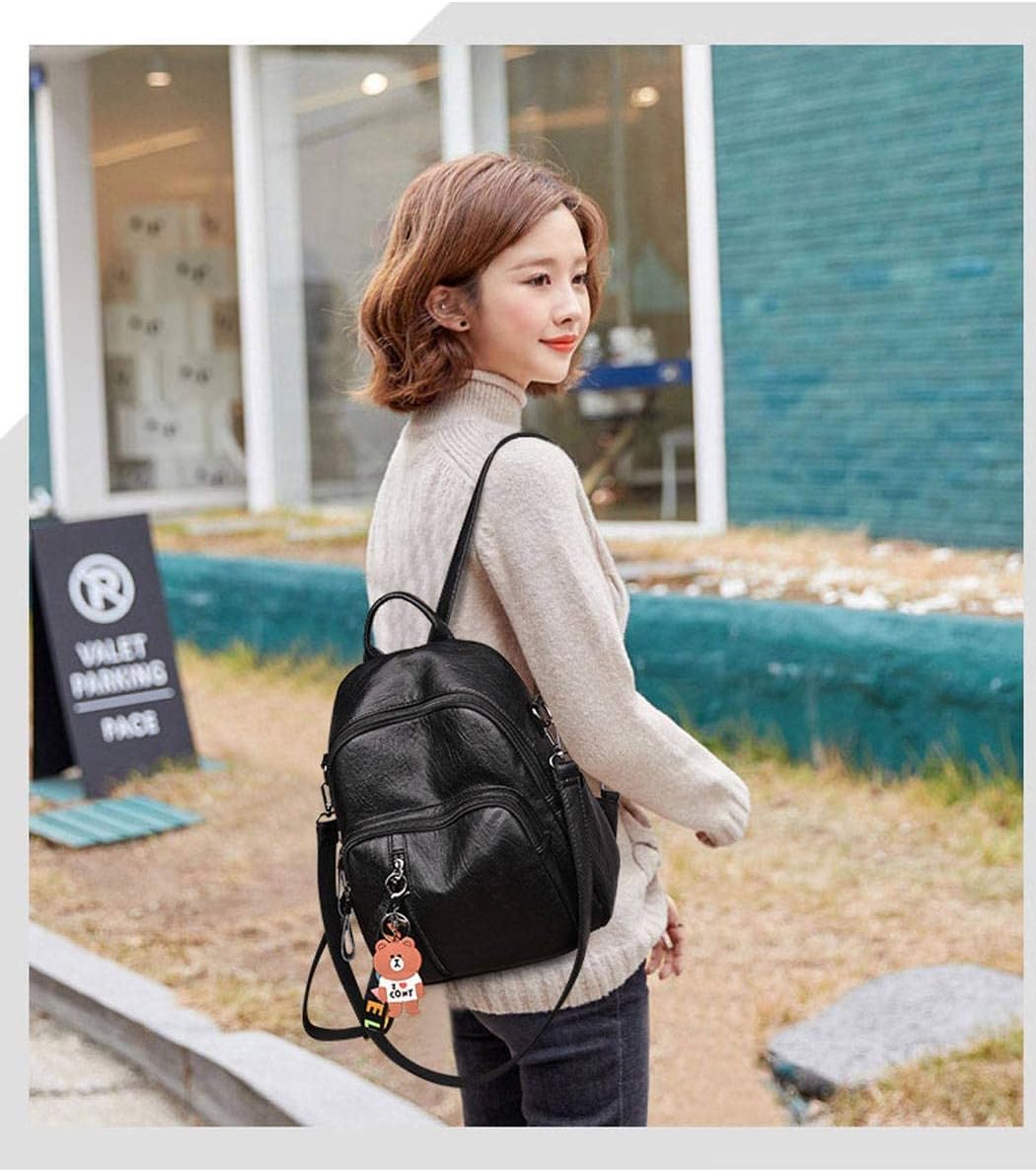 Thumbnail 1 de AINUOEY Donna borsa a zaino/ zainetto con tracolla 76656 in ecopelle PU nero