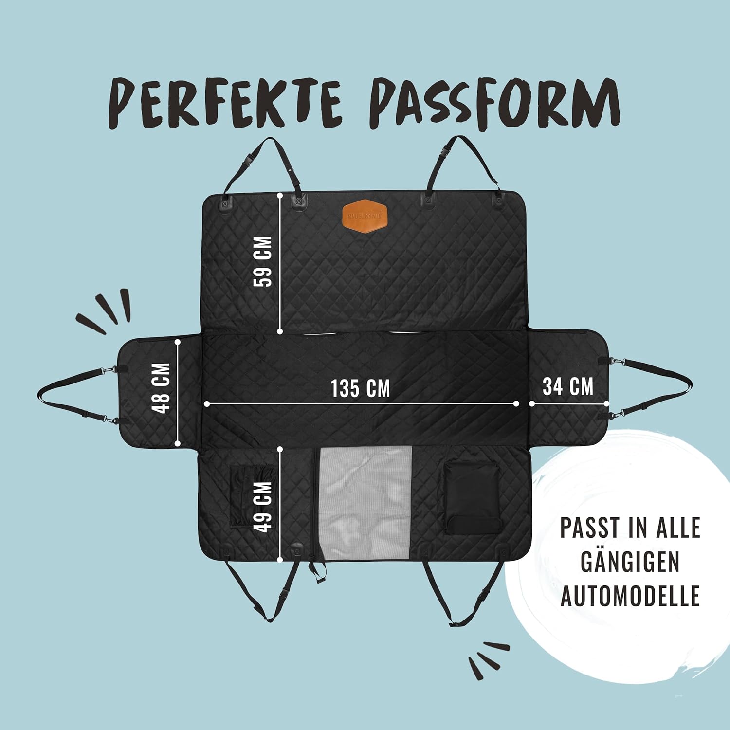 Detalle 2 de Rudelkönig Hundedecke Auto Rückbank 360° Schutz