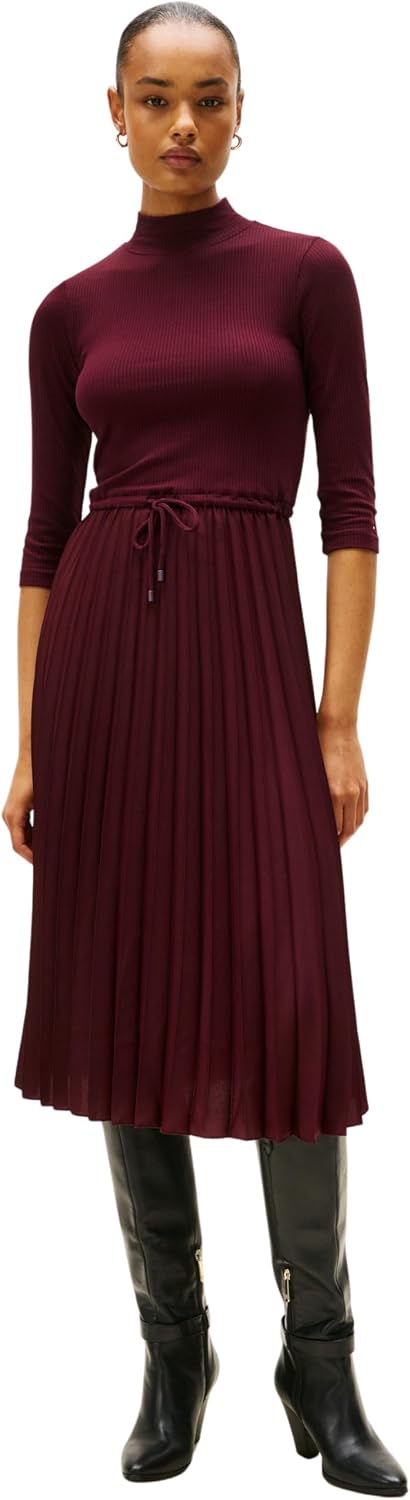 Thumbnail 5 de Tommy Hilfiger Women’s Slim Rib Mix Midi Dress with Mock Neck