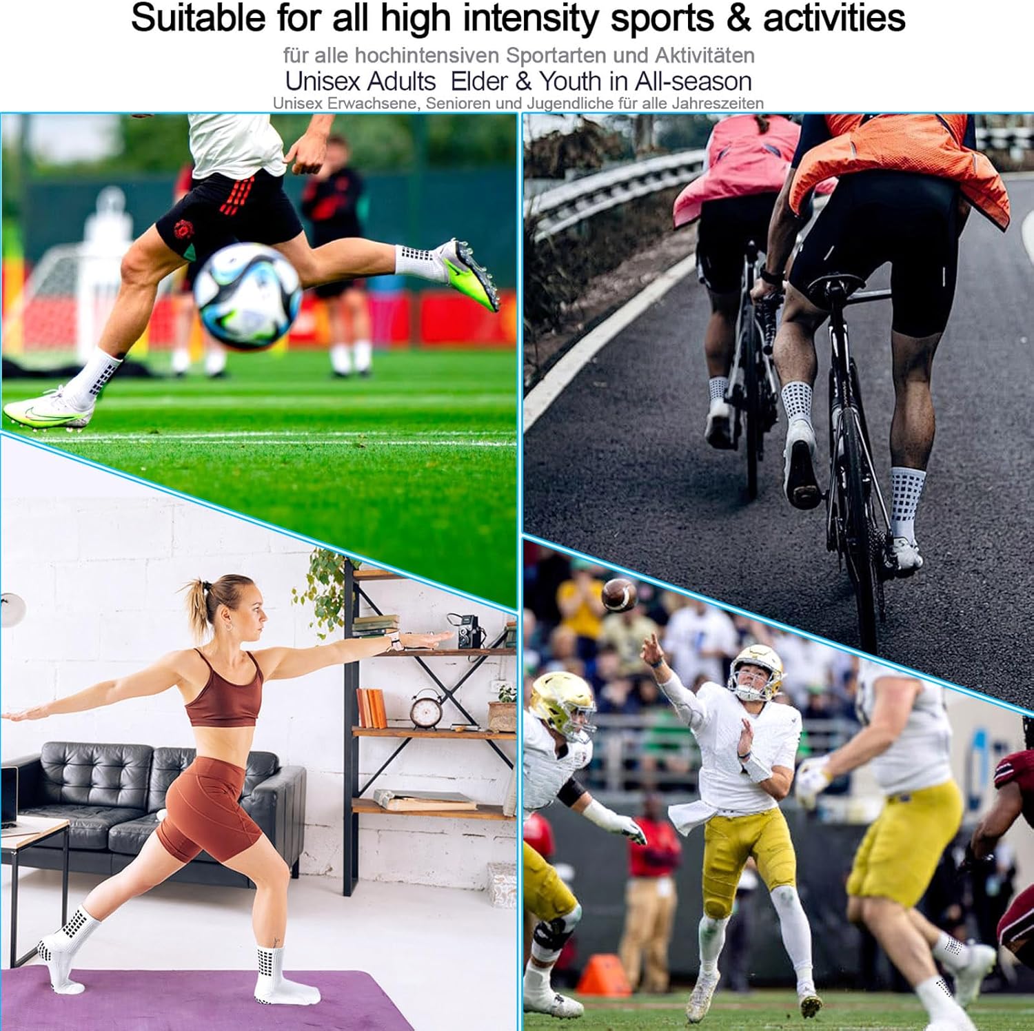 Thumbnail 6 de PERMANENTLY001 set da 4 paia di calzini calcio antiscivolo imbottiti traspiranti