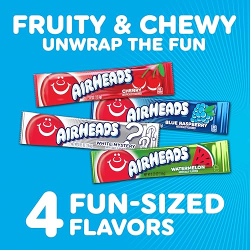 Detalle de Airheads Full-Size Candy Bars, Assorted Taffy Variety Pack, 60 Count Box