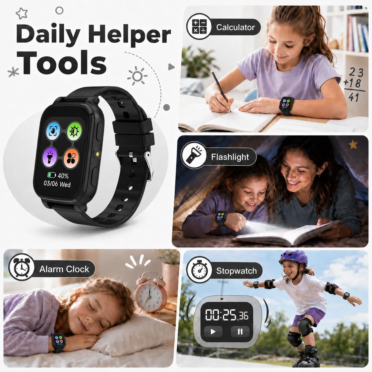 Thumbnail 6 de pmstuy Fitness Tracker Montre Connectée pour Enfant — Écran 1,83'' HD, IP68, Suivi Activité et Sommeil, Jeux Éducatifs