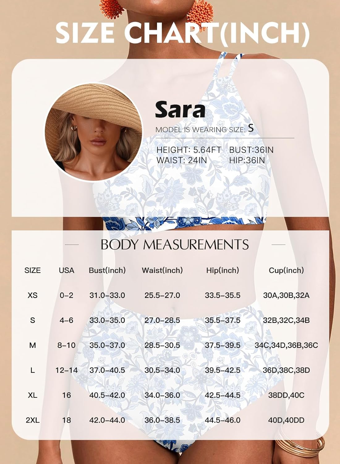 Thumbnail 5 de Herseas Women's High Waisted Bikini Sets with One Shoulder Floral Print – 2-Piece Tummy Control Swimsuits