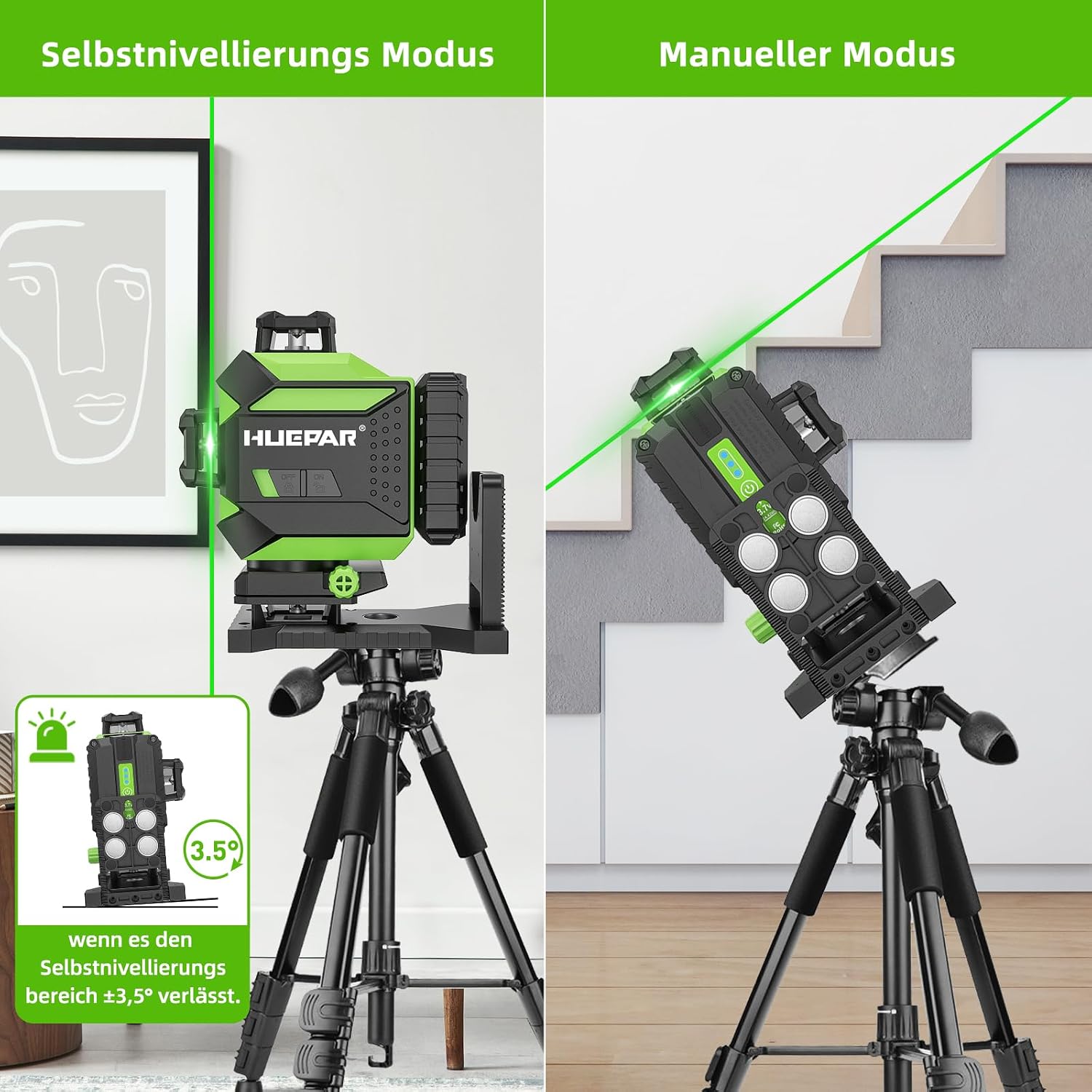 Thumbnail 6 de Huepar 704CG 4x360 Kreuzlinienlaser (grün) – selbstnivellierend mit 16 Linien und Akku (USB-C)