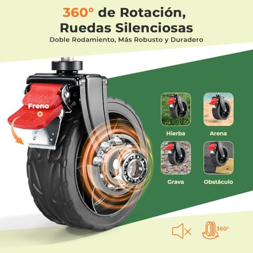 Detalle de SLIDBEAT Carro de Playa Plegable XL (150L): transporte ligero para camping, playa y jardín