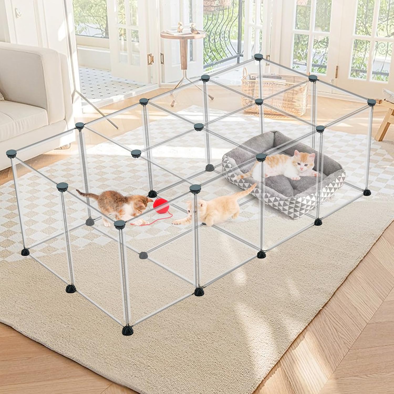 Thumbnail 6 de VISCOO 24 Panels Portable Small Animals Playpen — 48 x 24 x 28 inches, Transparent Plastic Enclosure