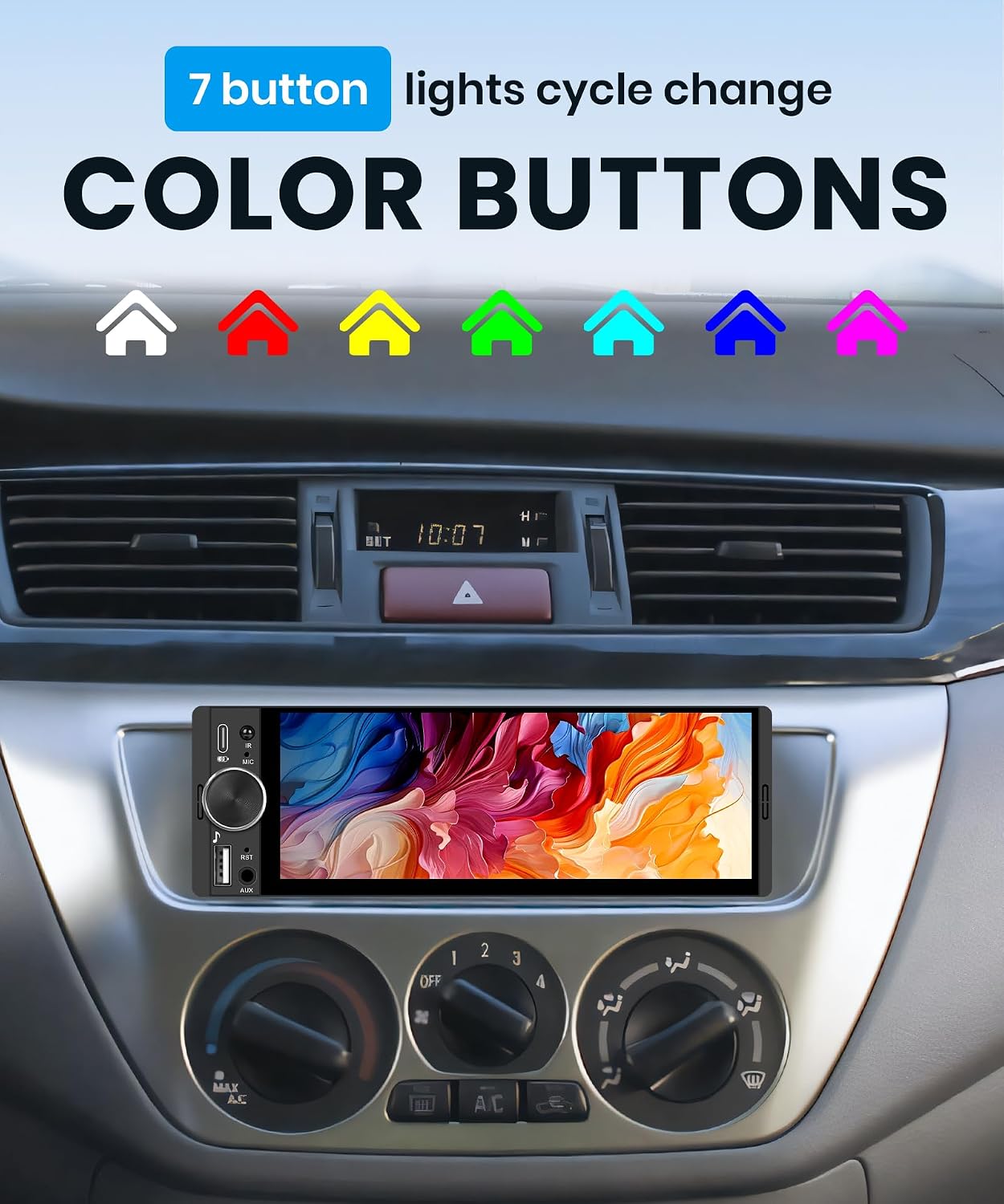 Thumbnail 6 de Rimoody Autoradio 1 Din con Wireless CarPlay, Android Auto y Mirror Link 6.28" IPS Touchscreen