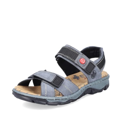 Detalle de Rieker Damen Klassische Sandalen 68851 – Blau, Klettverschluss, Schmale Weite