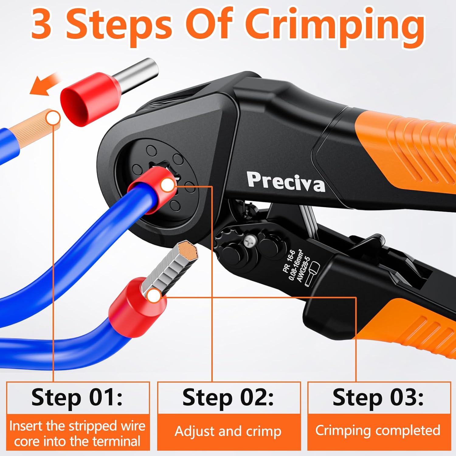 Thumbnail 4 de Preciva 0.08-16mm² Ferrule Crimping Tool Kit