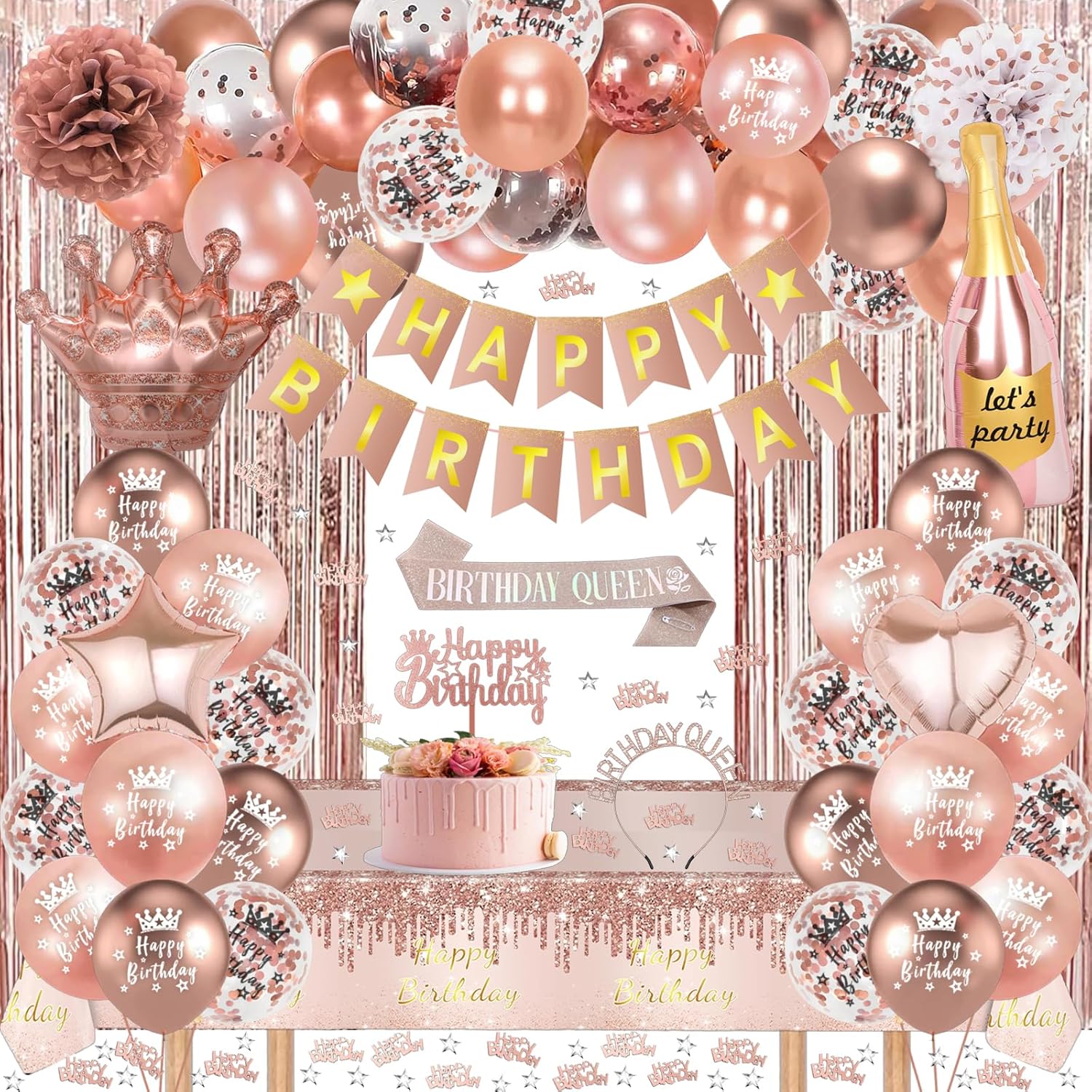 Rose Gold Birthday Decorations party set 🎉