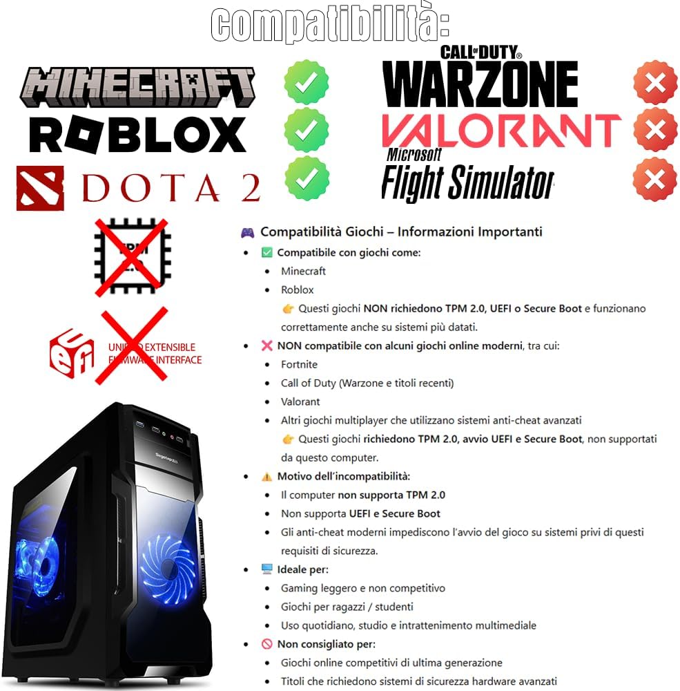 Detalle de PC Fisso Desktop NUOVO pronto all'uso con Intel i7-6700, 16GB RAM, 512GB SSD e Windows 11 Pro