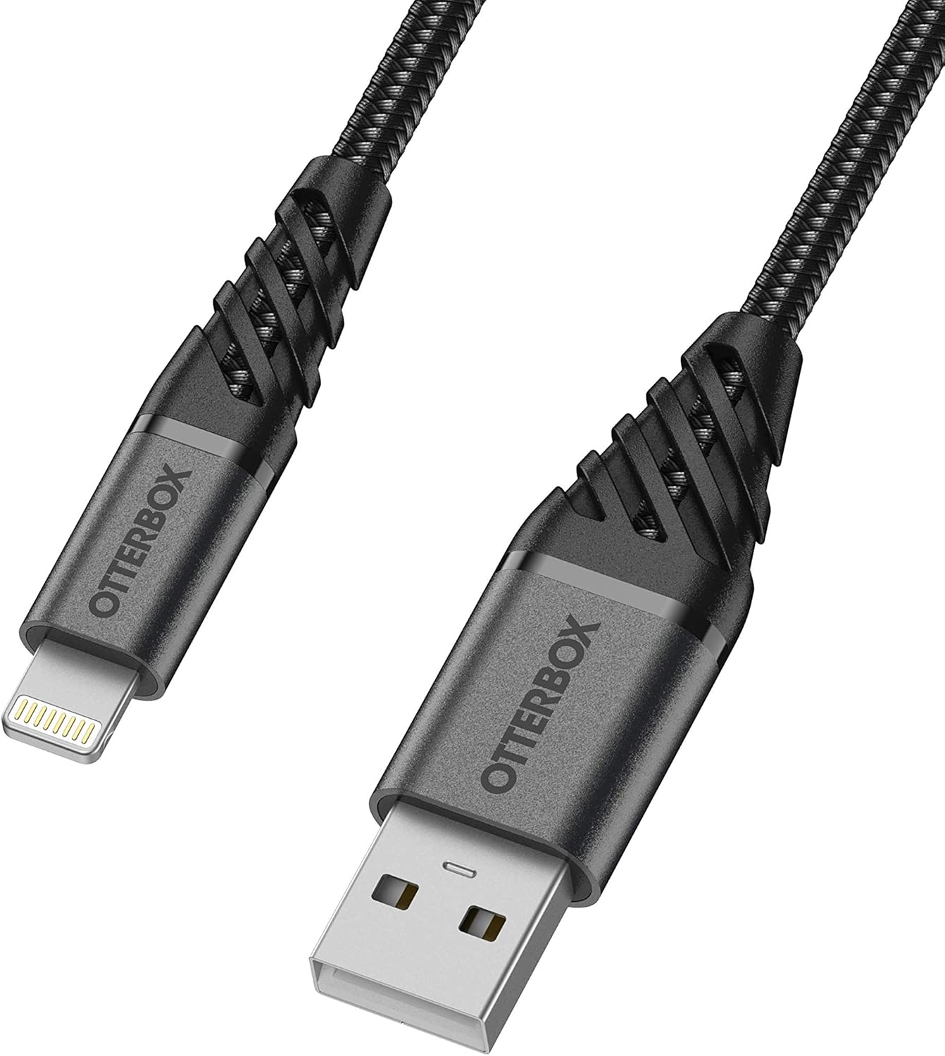 Thumbnail 1 de OtterBox verstärktes, umflochtenes USB-A auf Lightning Premium-Kabel (MFi, 1 m) – Schwarz