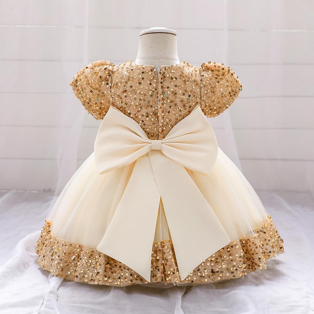 Detalle 2 de Baby Girl Party Dress Princess Sequin Tulle Gown for Toddlers