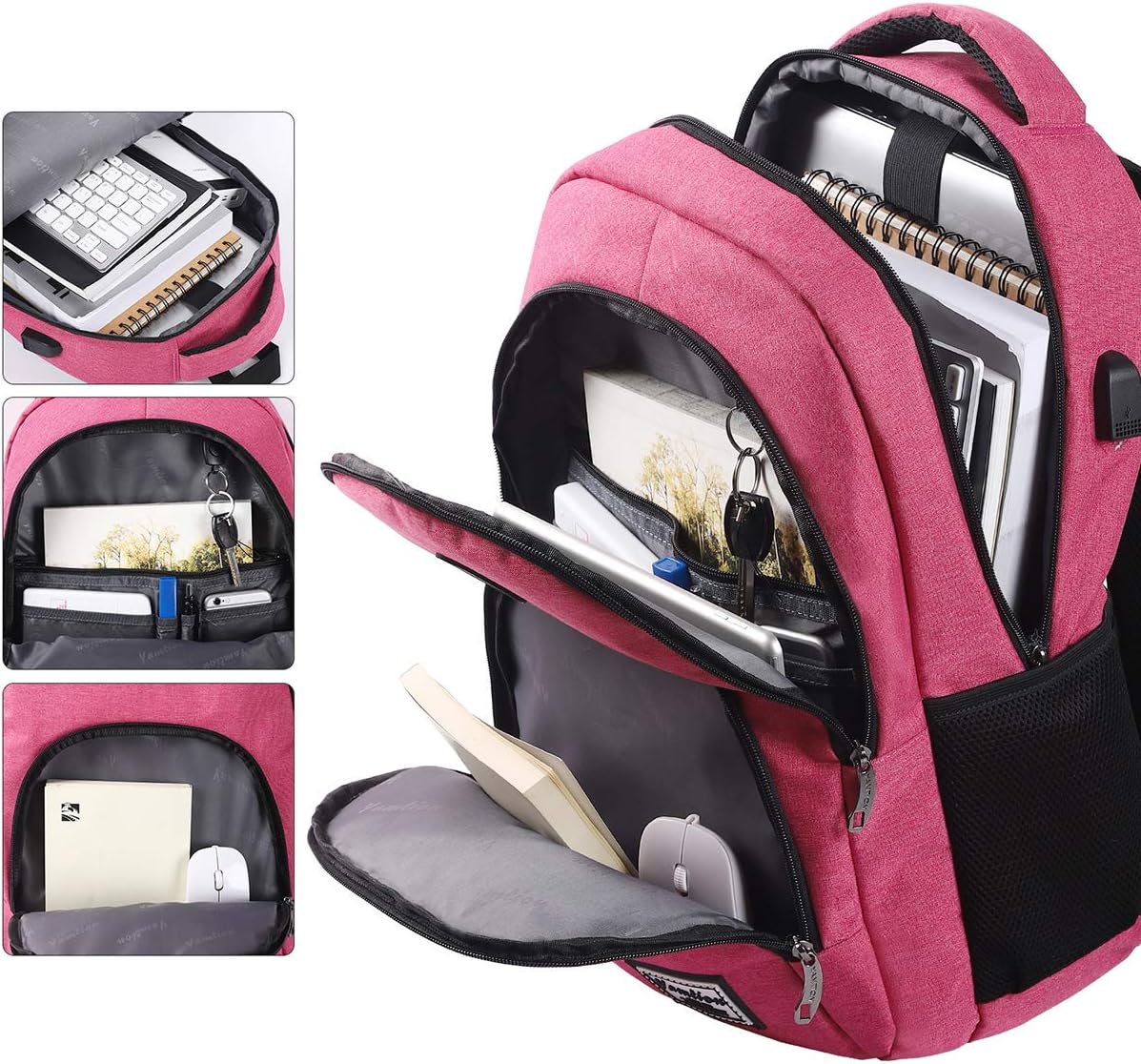 Detalle de YAMTION Rucksack Laptop 35L – Damen, USB-Ladeanschluss, Oxford, 35x20x50 cm