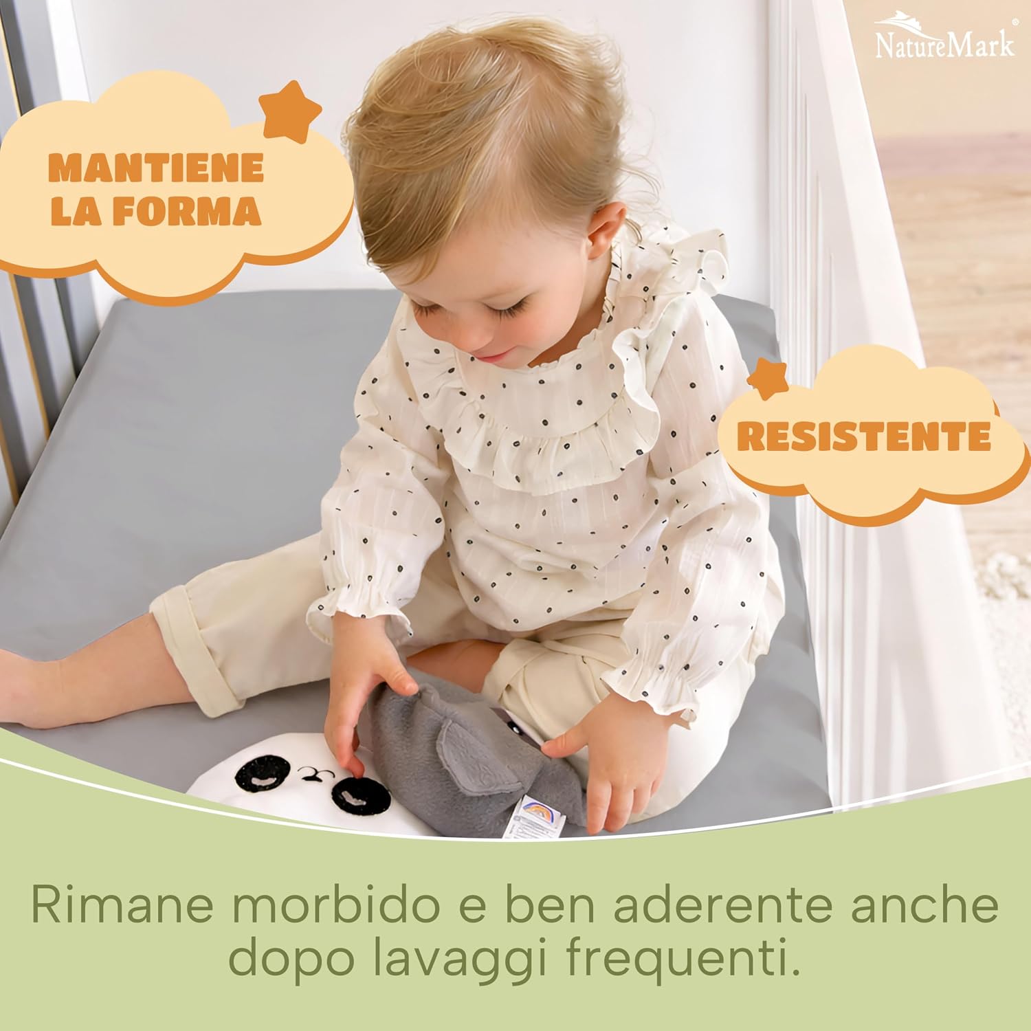 Thumbnail 6 de NatureMark Lenzuolo con angoli elasticizzati per bambini 70x140 cm (set da 2) in jersey di cotone, colore argento grigio