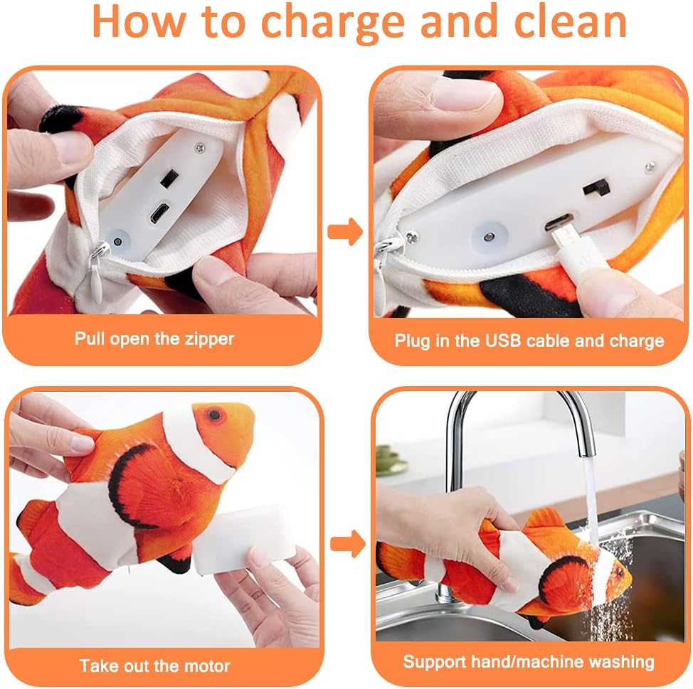 Thumbnail 4 de Nepfaivy Floppy Fish Cat Toy (11") – USB-rechargeable interactive catnip fish for indoor play