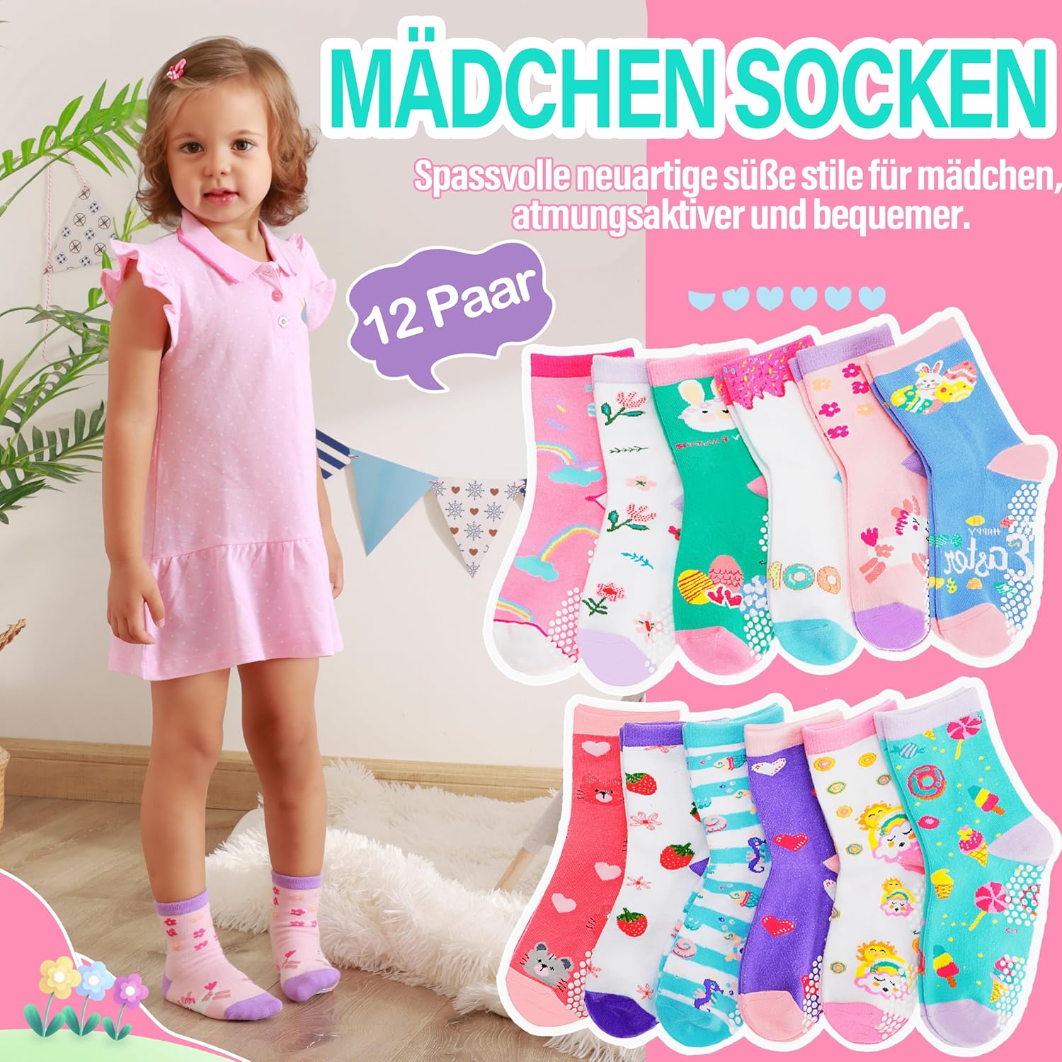 Thumbnail 1 de Welwoos Stoppersocken Kinder 12 Paare