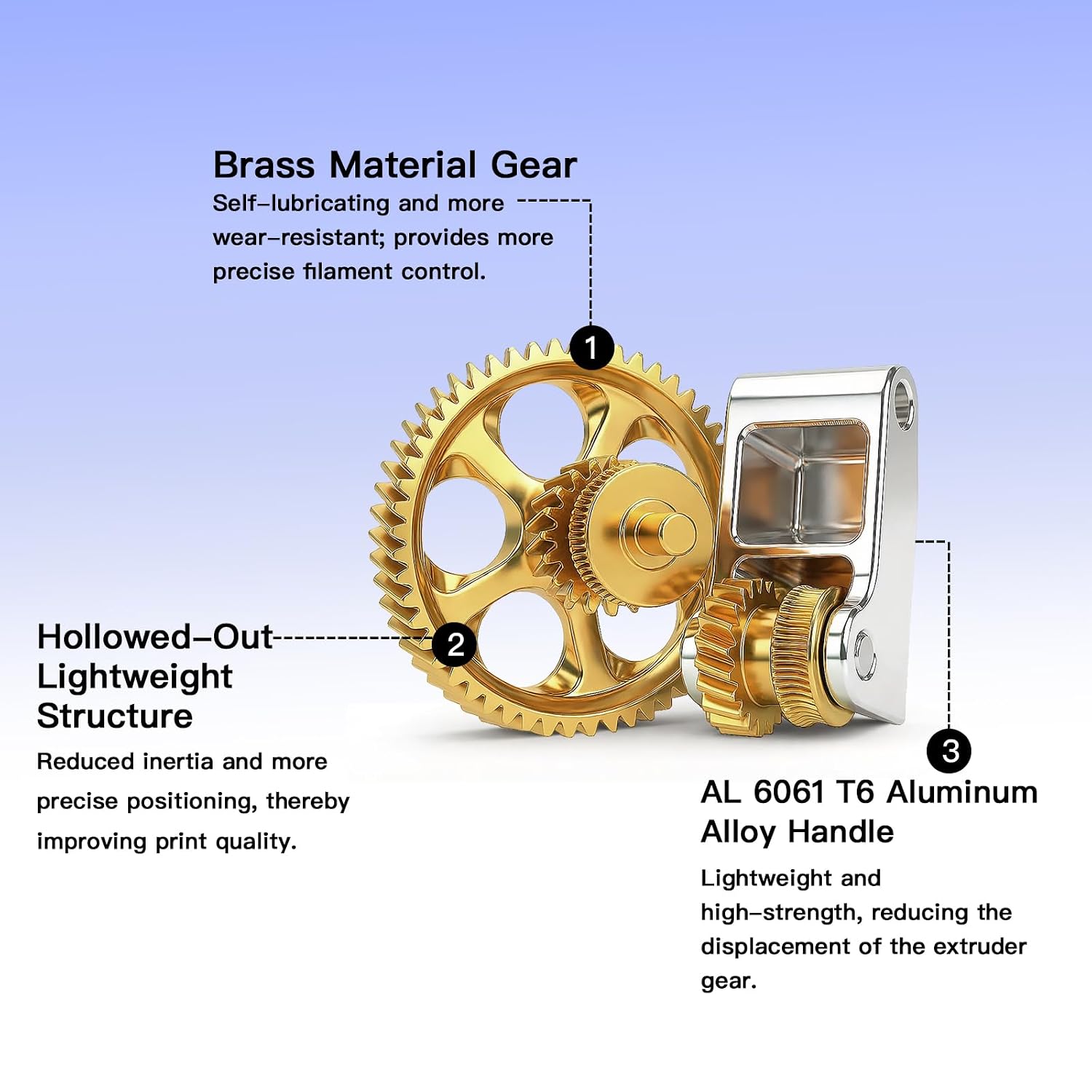 Detalle de Extruder Zahnrad für Bambu-Lab P1P/P1S/X1C/X1E – gehärtetes Metallgetriebe mit goldener RNC-Beschichtung