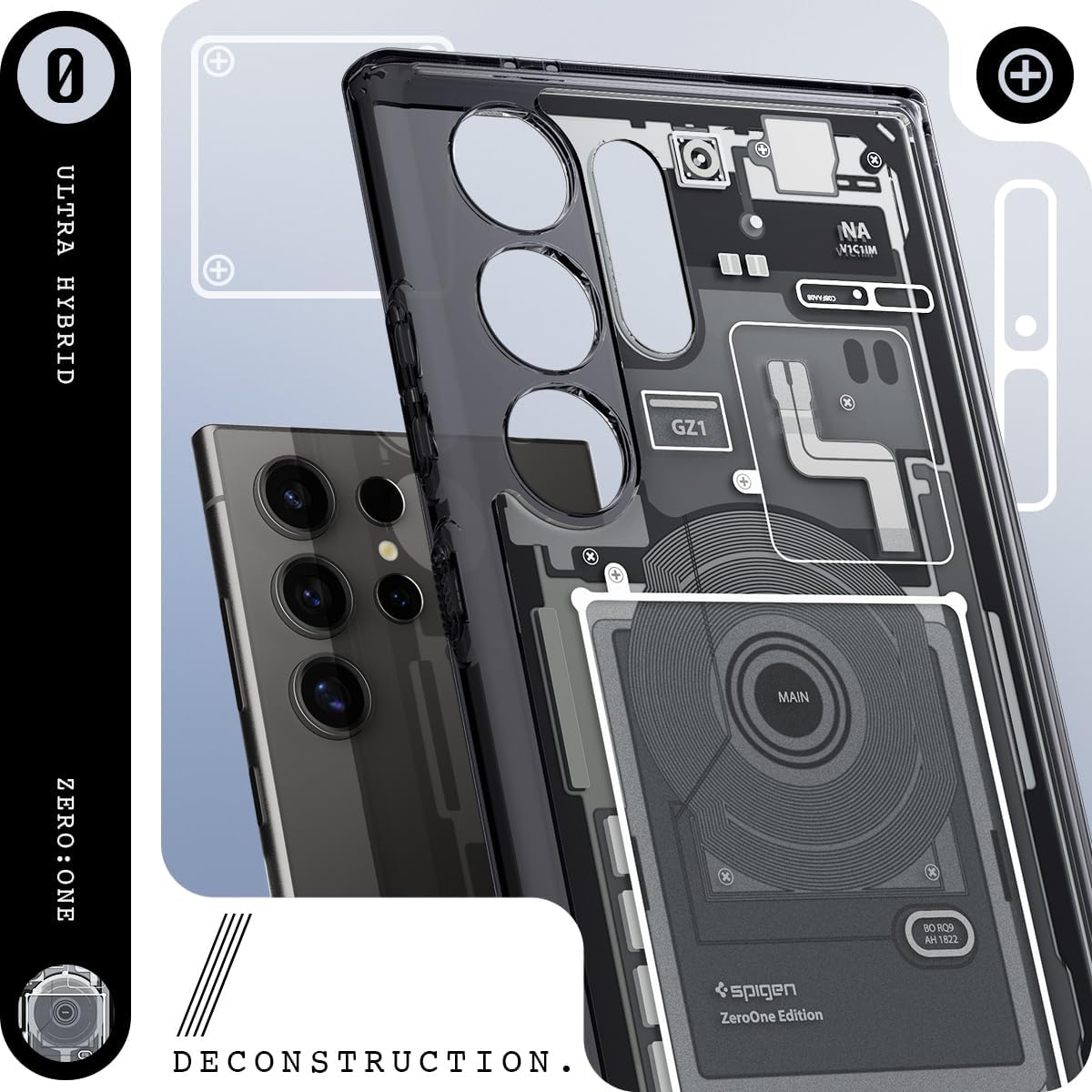 Detalle de Spigen Cover Zero One Black per Samsung Galaxy S24 Ultra (Ultra Hybrid)