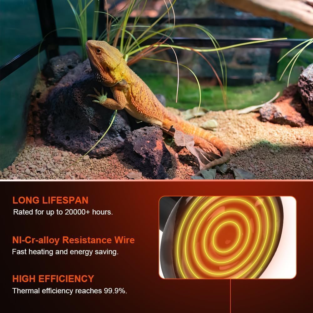 Thumbnail 4 de Adiwo confezione da 2 lampadine termiche per rettili a infrarossi, 100 W, base E27