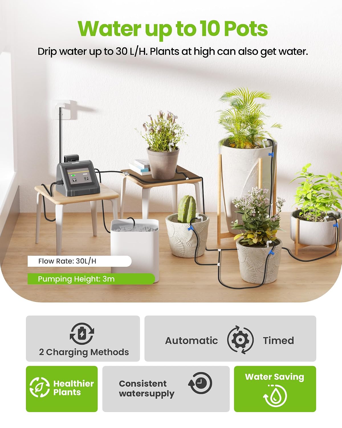 Detalle de RAINPOINT WiFi Automatic Watering System for 10 Potted Plants