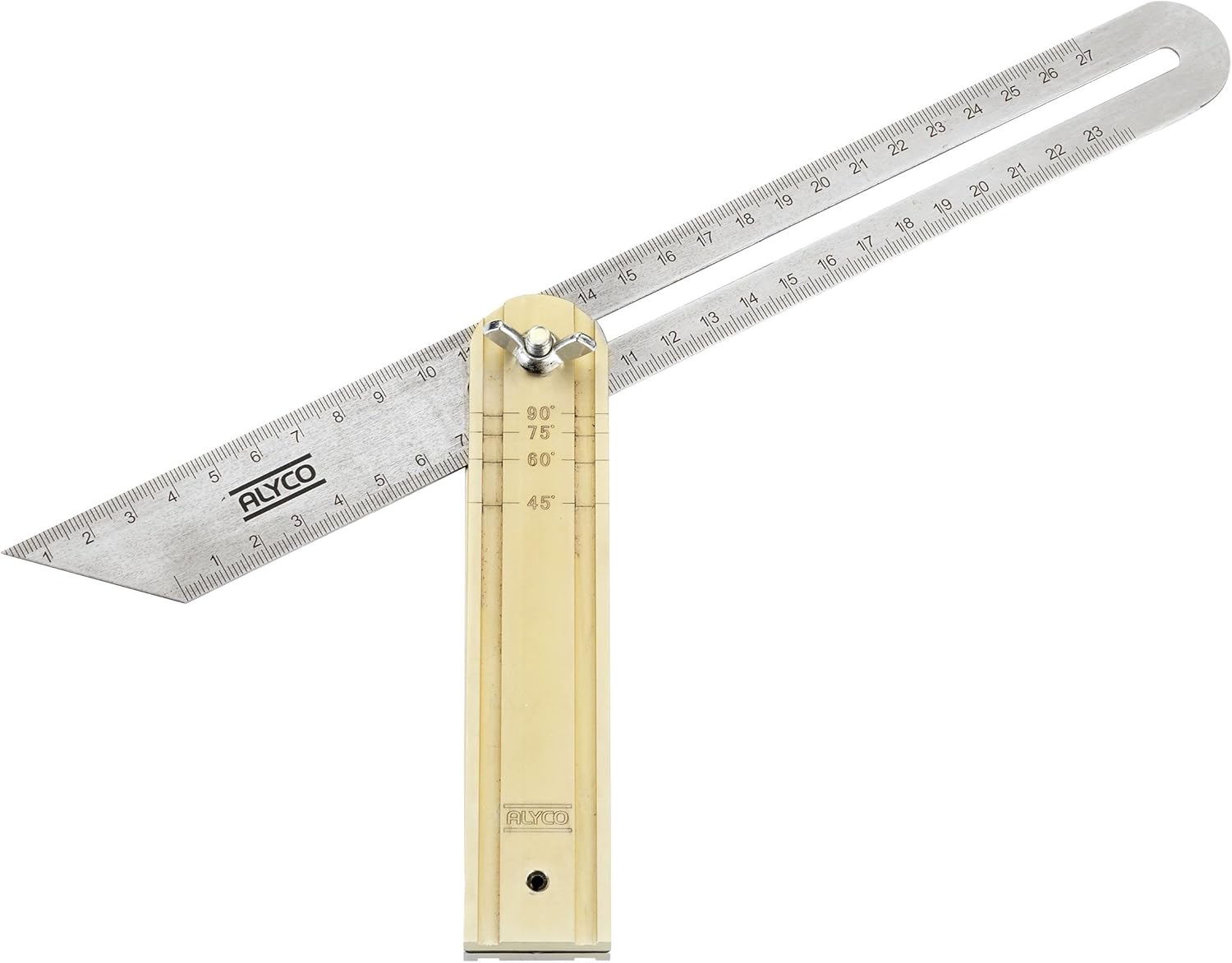 Alyco 197399 falsa squadra in acciaio inox con manico in alluminio, 300 mm