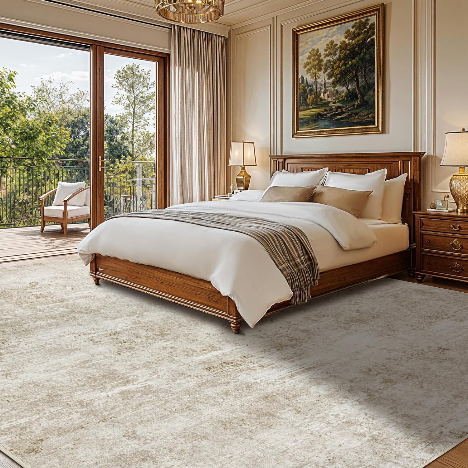 Detalle 2 de DEITAS Area Rug 200x290 cm – Beige, Machine Washable, Non-Slip, Low Pile