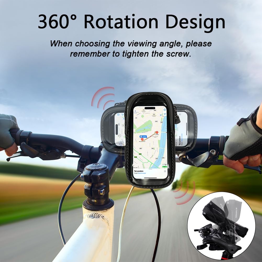 Detalle de Flintronic Support Téléphone Vélo Étanche avec Rotation 360° et Protection Pluie