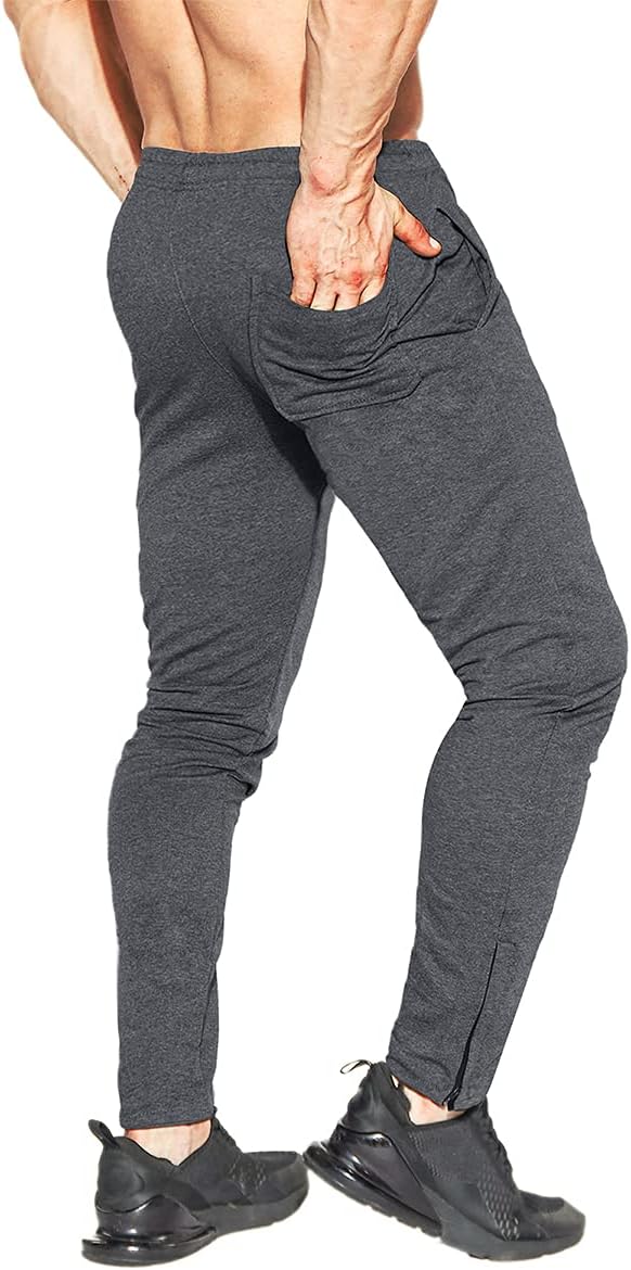 Thumbnail 2 de BROKIG Mens Zip Gym Joggers – slim fit zip gym track bottoms with adjustable elastic waist