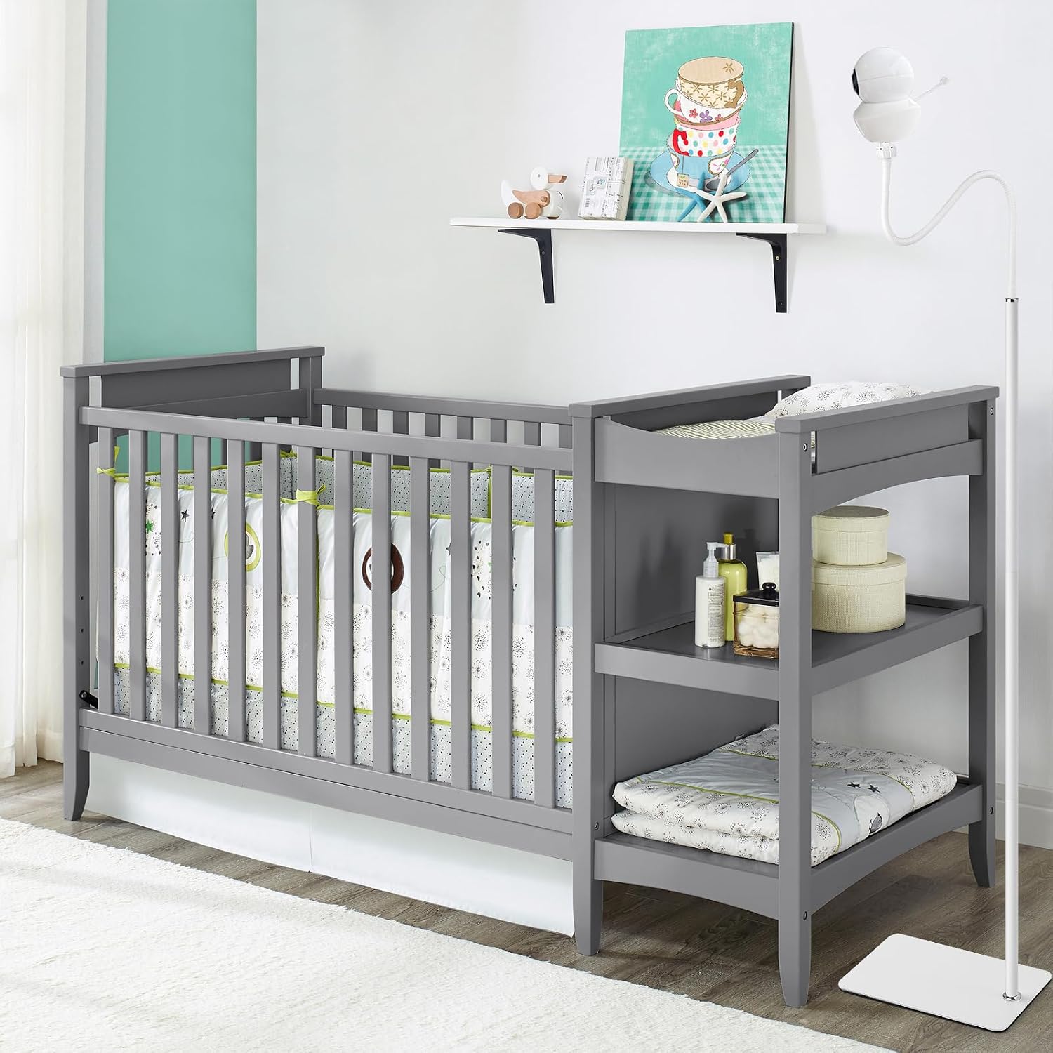 Detalle 2 de iTODOS ベビーモニター用フロアスタンド Babysense V43 / HDS2 / V24R対応、高さ調節式・金属製