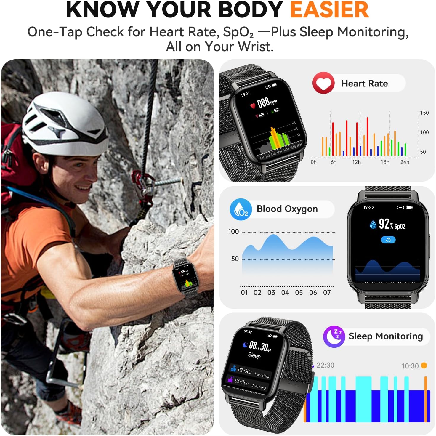 Thumbnail 2 de Smart Watch for Women and Men with 1.85" HD Screen, 112 Sports Modes, IP68 Waterproof, Bluetooth Calling