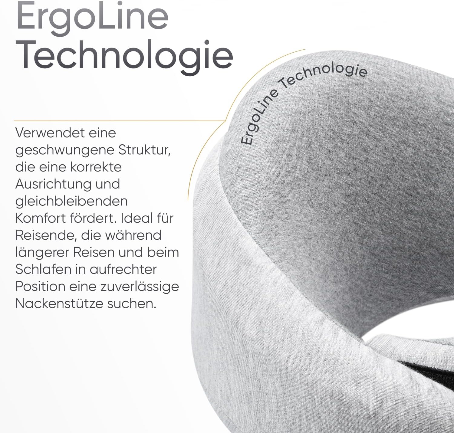 Thumbnail 2 de Proglobe Luxe Reisekissen aus Memory-Schaum – Hellgrau, Bio-Baumwolle, mit Kinnstütze