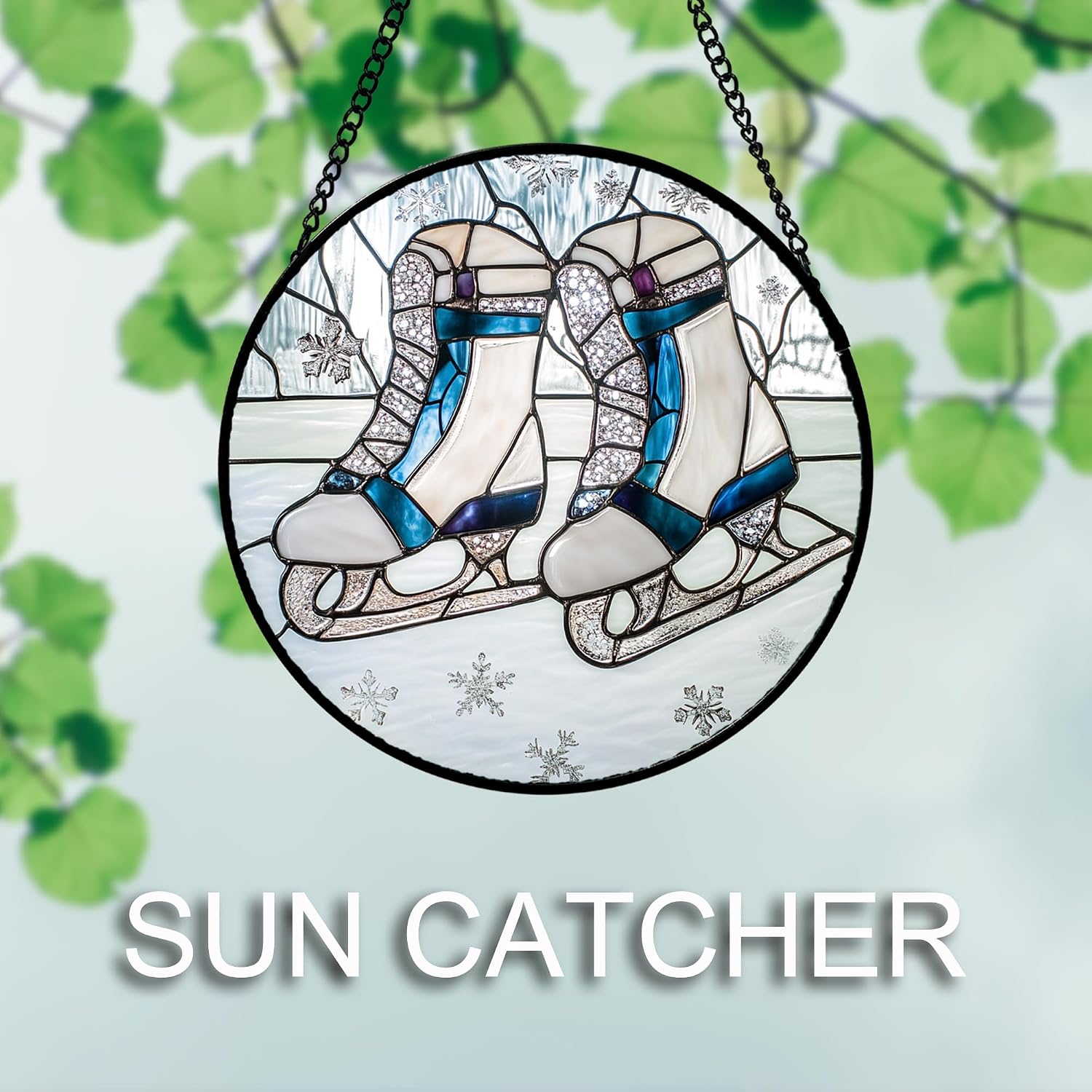 Thumbnail 4 de DASTOLL White Winter Christmas Snow Scene Suncatcher, 4-Piece Glass Set