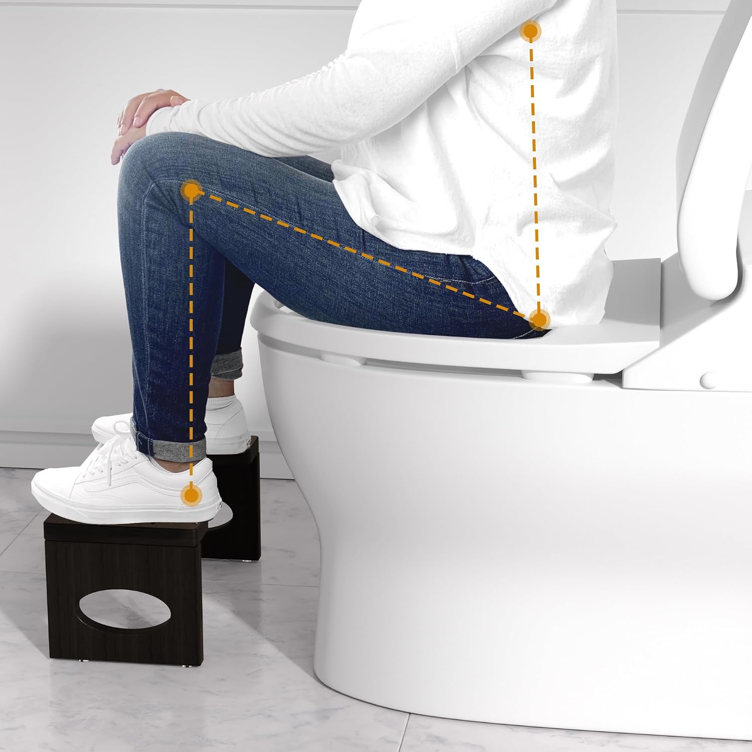Thumbnail 2 de ROMGUAR CRAFT RAY-8695Z Bamboo Toilet Stool, 7-Inch Foldable Brown