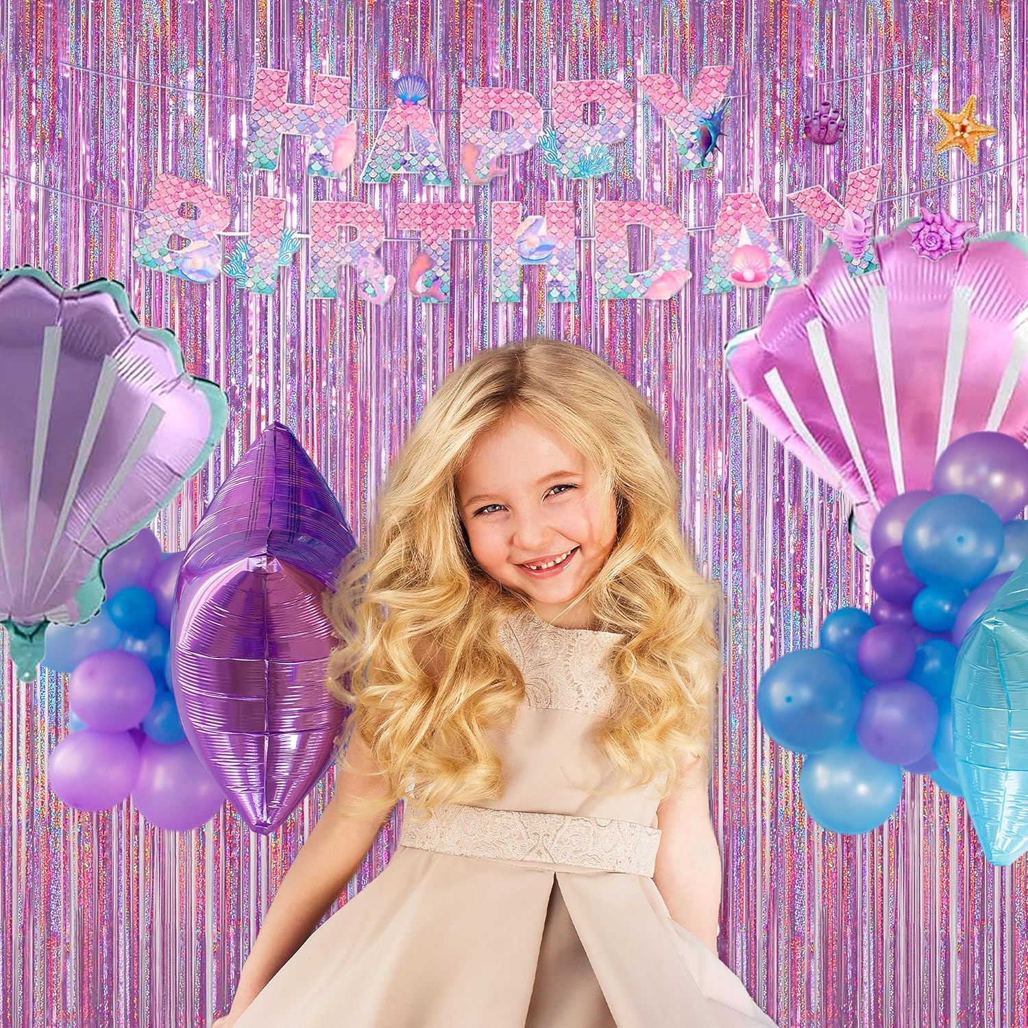 Thumbnail 6 de Melsan 3-Pack Tinsel Fringe Curtain Backdrops for Easter, Pinkish Purple (Photo Booth & Party Decor)